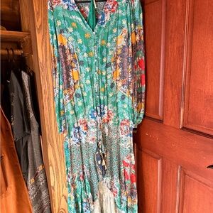 Free People Floral Green Maxi Dress